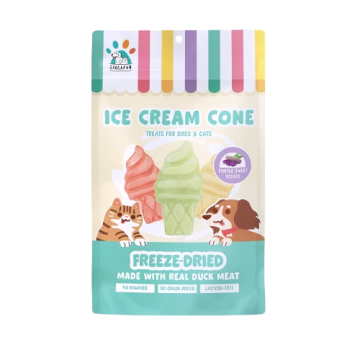 Singapaw Pet Treat Freeze Dried Ice Cream Cone Purple Sweet Potato 48g (2 packs)